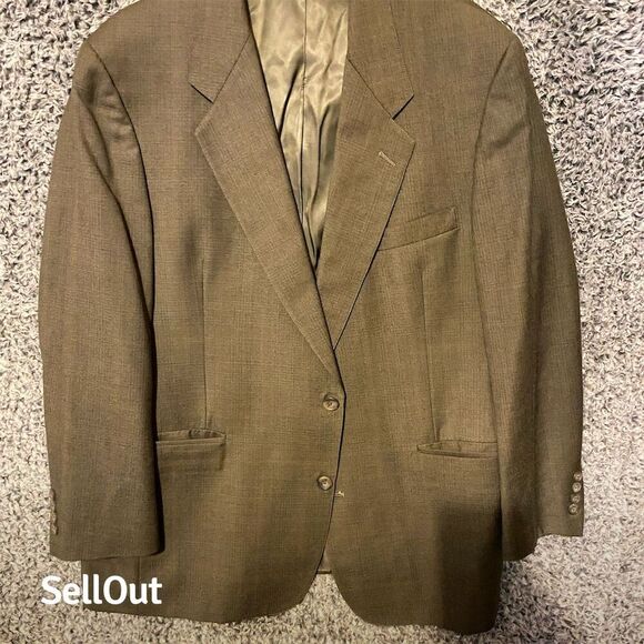 Hart Schaffner & Marx Men's Brown Wool Blend Blazer Size 46 Formal - Picture 2 of 11